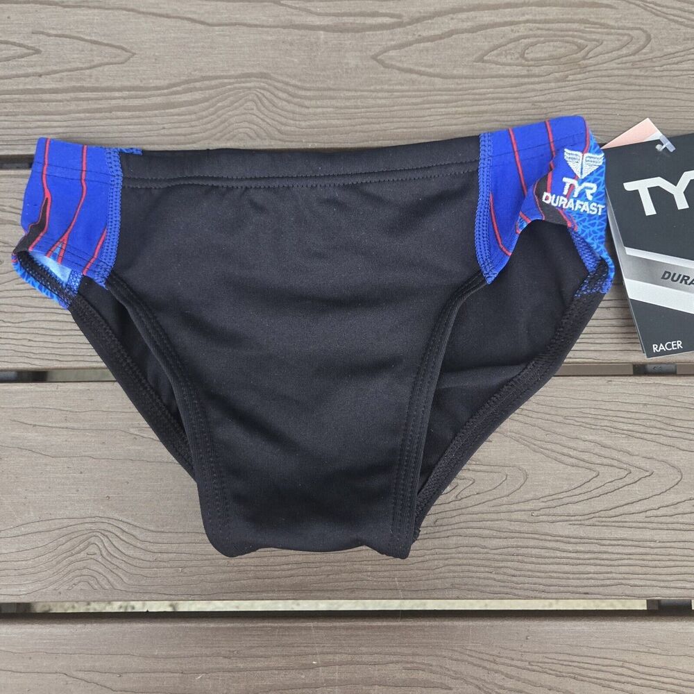 TYR DuraFast Elite Phoenix Destroyer Black Racer Boys Swim  Brief- Size 24 New